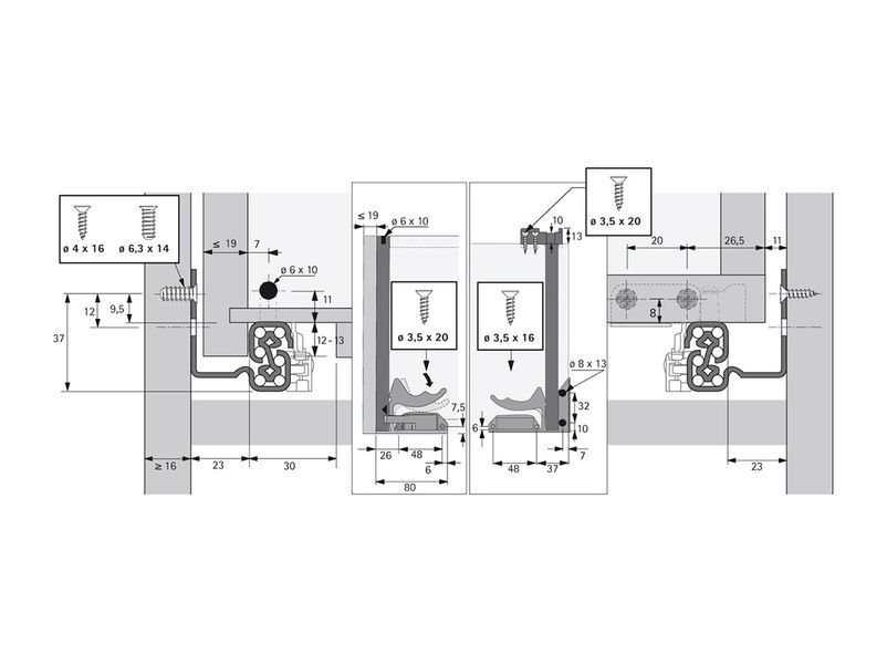 Напрямна повного висування Hettich Quadro V6 Silent System L=400, права, ДСП 18 мм (9.225.678) 133959 фото
