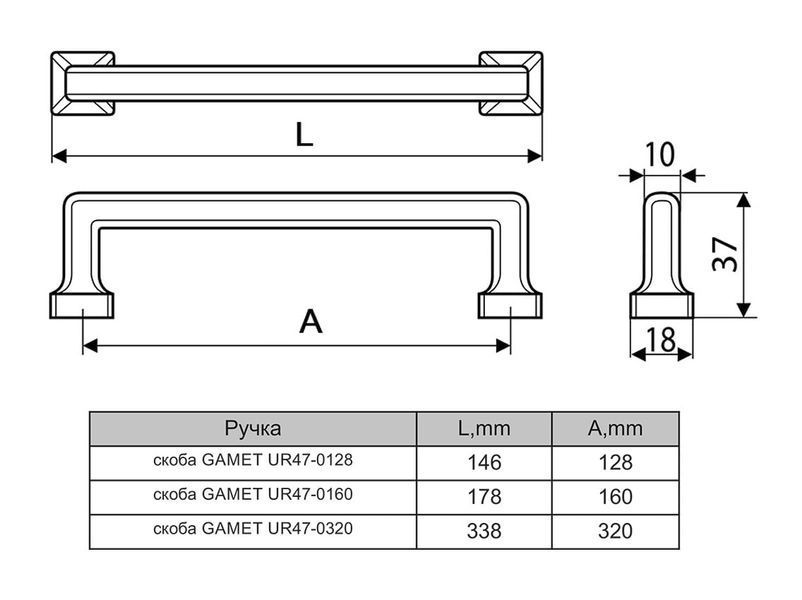 Ручка скоба Gamet UR47-0128-LPS01 структурный графит 81024 фото