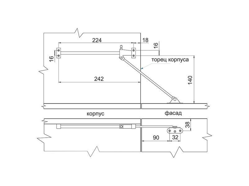 Барний фіксатор правий кутового відкривання вниз UA (Ф 282.01) 19375 фото