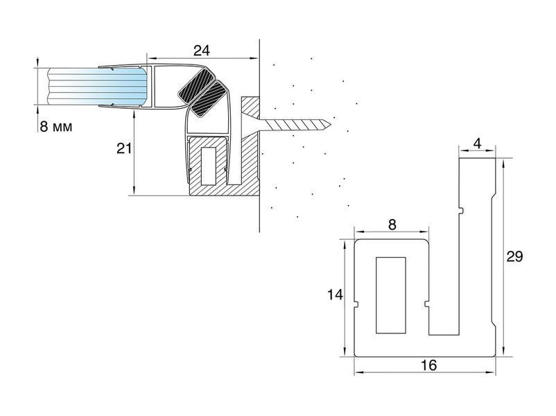 Профиль GIFF №6 алюминиевый L=2200 мм полированный 112658 фото