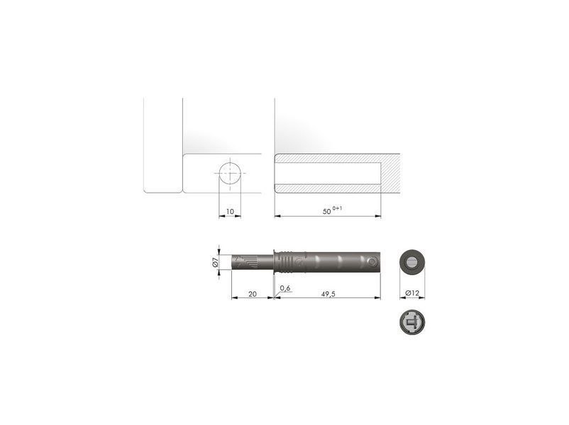 Толкатель Italiana Ferramenta K-PUSH TECH L=20 мм с магнитом серый 95916 фото
