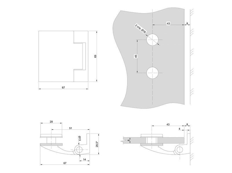 Петля 90* стіна-скло GIFF Glass modern чорний матовий 137813 фото
