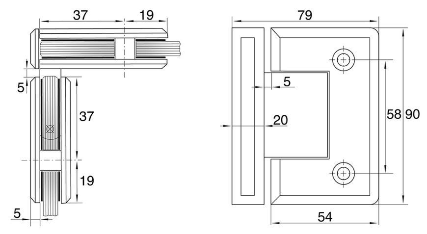 Петля 90* стекло-стекло GIFF Glass 304 SUS304 черный матовый 140239 фото