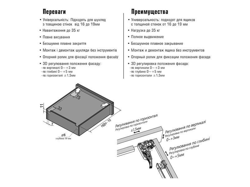 Направляющая скрытого монтажа полного выдвижения с доводчиком SYNCHRO-3D (16-19 мм) LinkenSystem L=500 (31499) 127336 фото